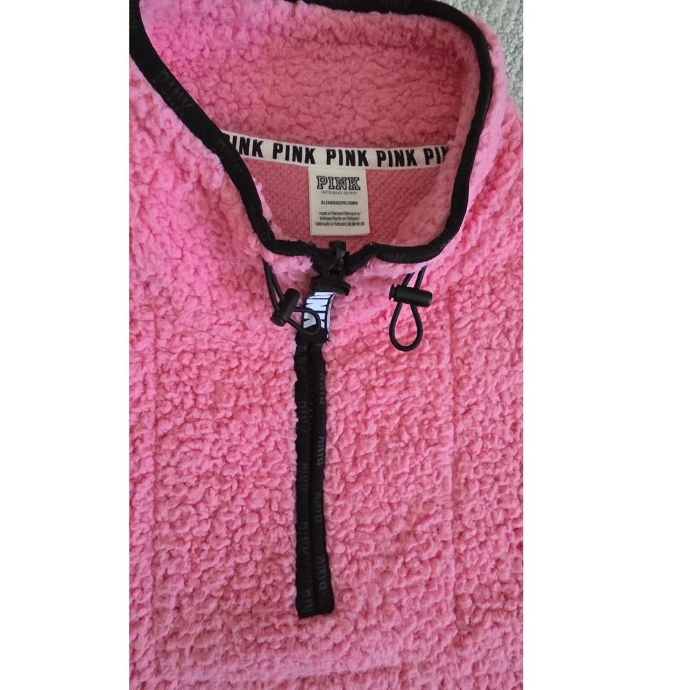 Pink Victorias Secret PINK Sherpa Fleece Quarter Zip Pullover Sweatshirt XL